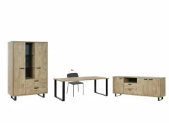 Eetkamer Como 1 Â met 4 stoelen Epoca antraciet - tafel 170x95cm - dressoir 220cm - kast 120cm