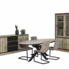 Eetkamer Elena met 4 stoelen cloud - tafel 220x110cm - vitrinekast 126cm - dressoir 225cm