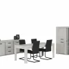 Eetkamer Elvis met 4 stoelen Quartz - tafel 190x90cm - dressoir 220cm - vitrinekast 133cm