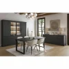 Eetkamer Valencia met 4 stoelen Walter - tafel 210x98cm  - vitrinekast 240cm - dressoir 225cm