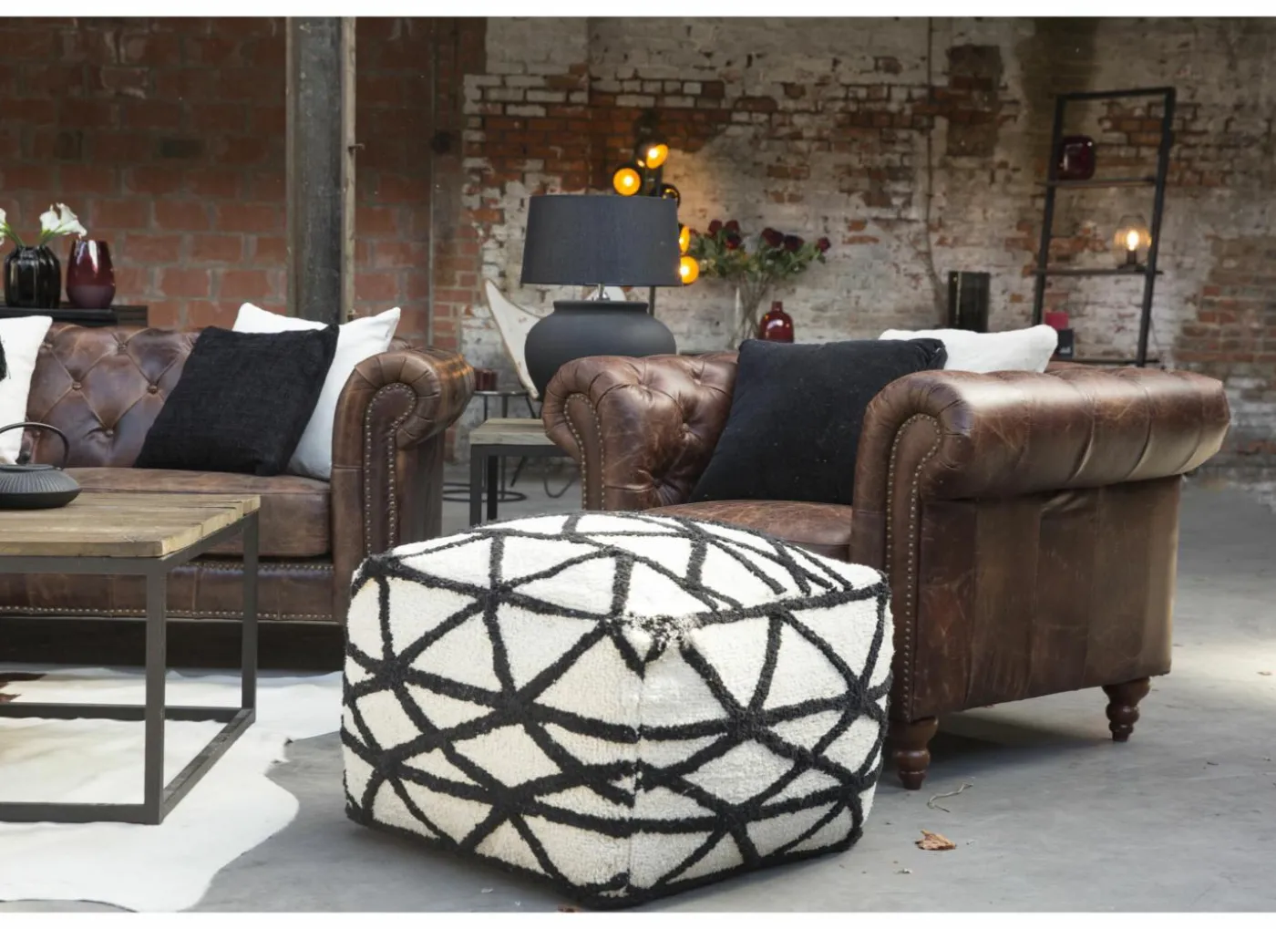 Fauteuil Chesterfield Stanley 1-zit - leder - bruin