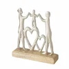 Figuur Family H20cm - aluminium/mango hout - zilver/naturel