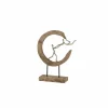 Figuur Koppel halve maan H48cm - mango massief & aluminium - naturel/zilver