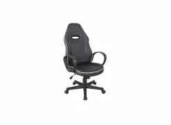 Gamestoel Black & White 62x66x121cm -  lederlook - zwart & wit