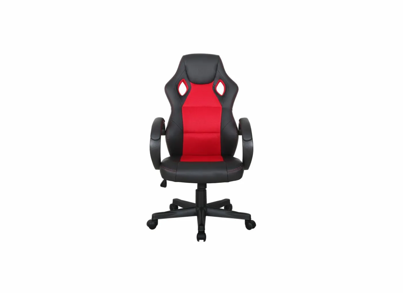 Gamestoel Compass 59x65x106cm - lederlook - zwart & rood