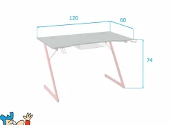 Gamingbureau Roald 120x60x74cm - melamine & metaal - rood & zwart