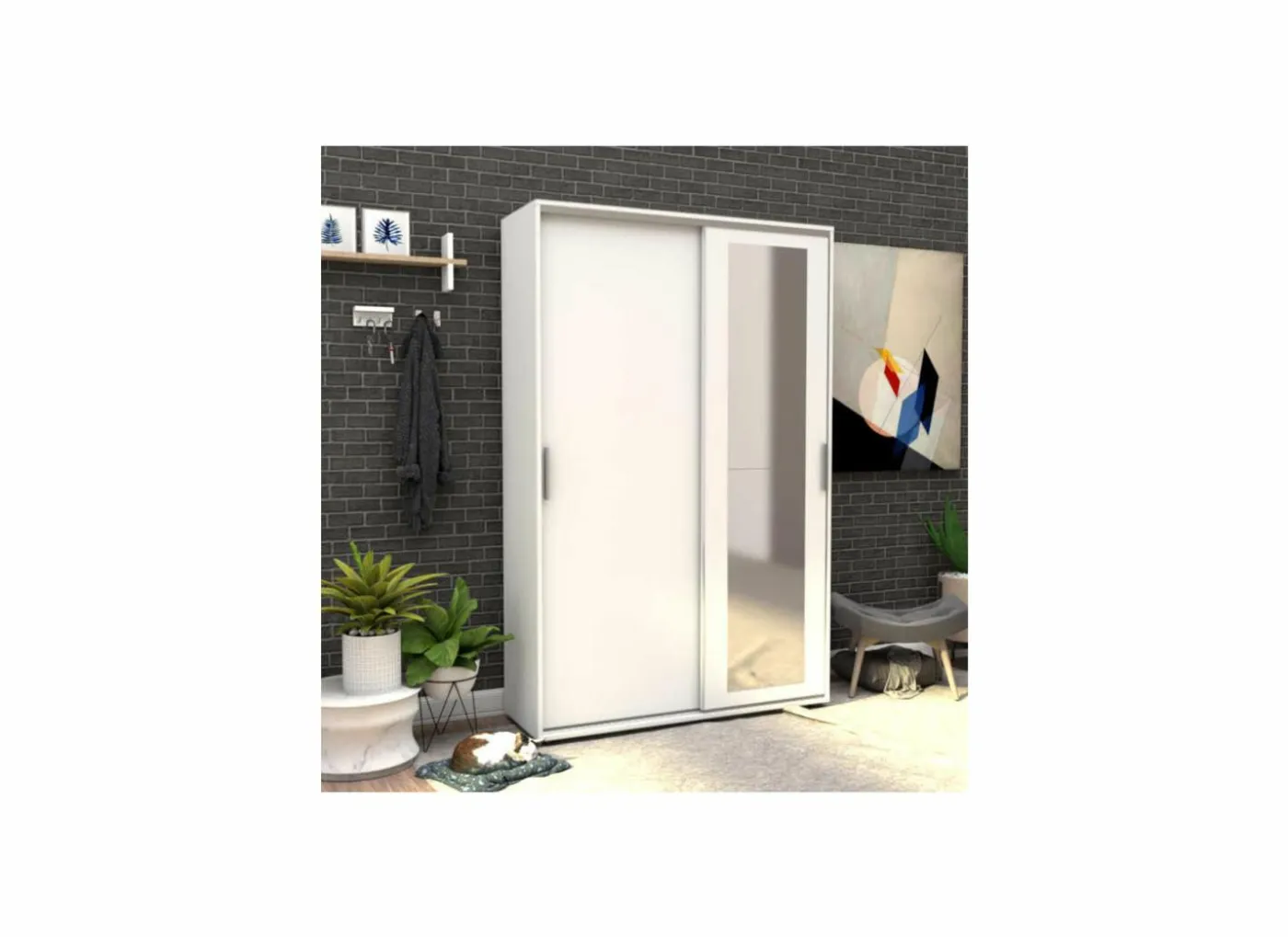 Halkast Cuzco 120x40x187cm - melamine - wit