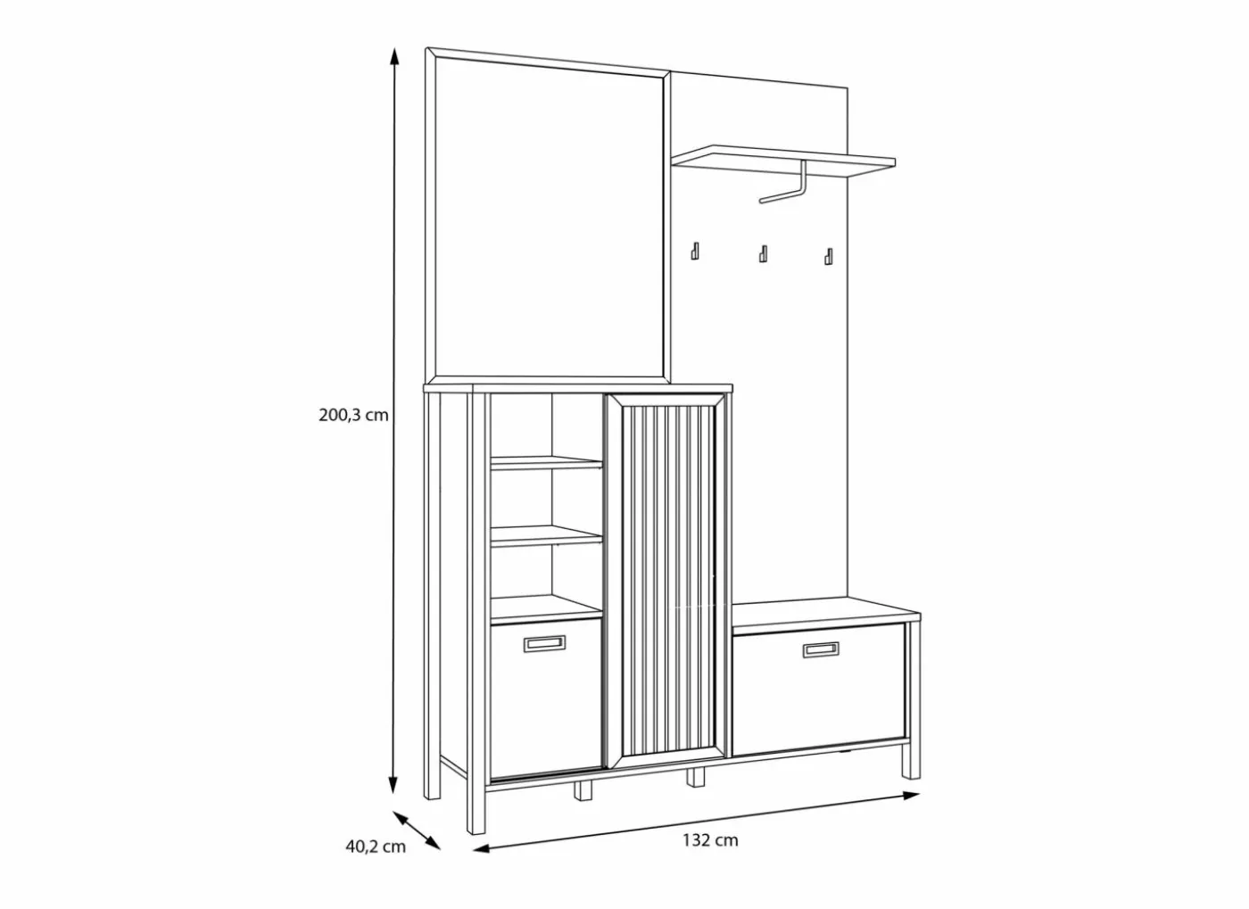 Halkast Jytana 132cm - decor - mauvella eik & zwart