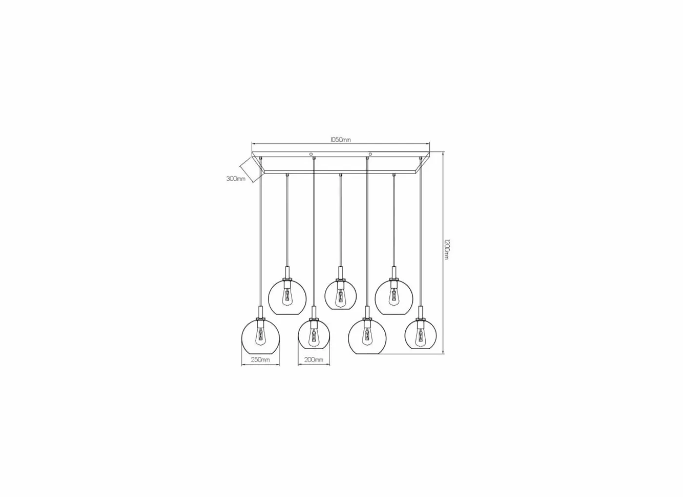 Hanglamp 120cm 7x60W E27