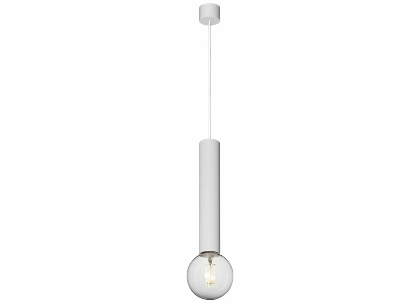 Hanglamp Ø5,6cm 1x60W E27 - aluminium - wit