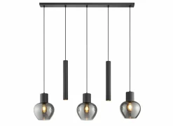 Hanglamp Ligari 3xE27 & 2xGU10 black smoked