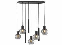 Hanglamp Ligari 5xE27 & 3xGU10 black smoked