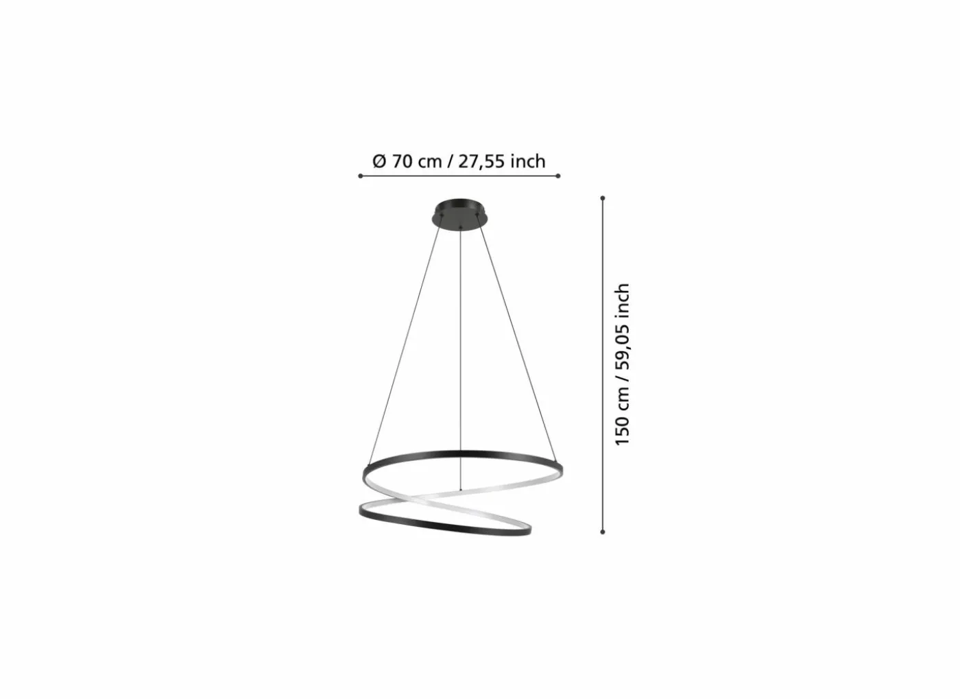 Hanglamp Ruotale Ø70cm 42W LED metaal zwart
