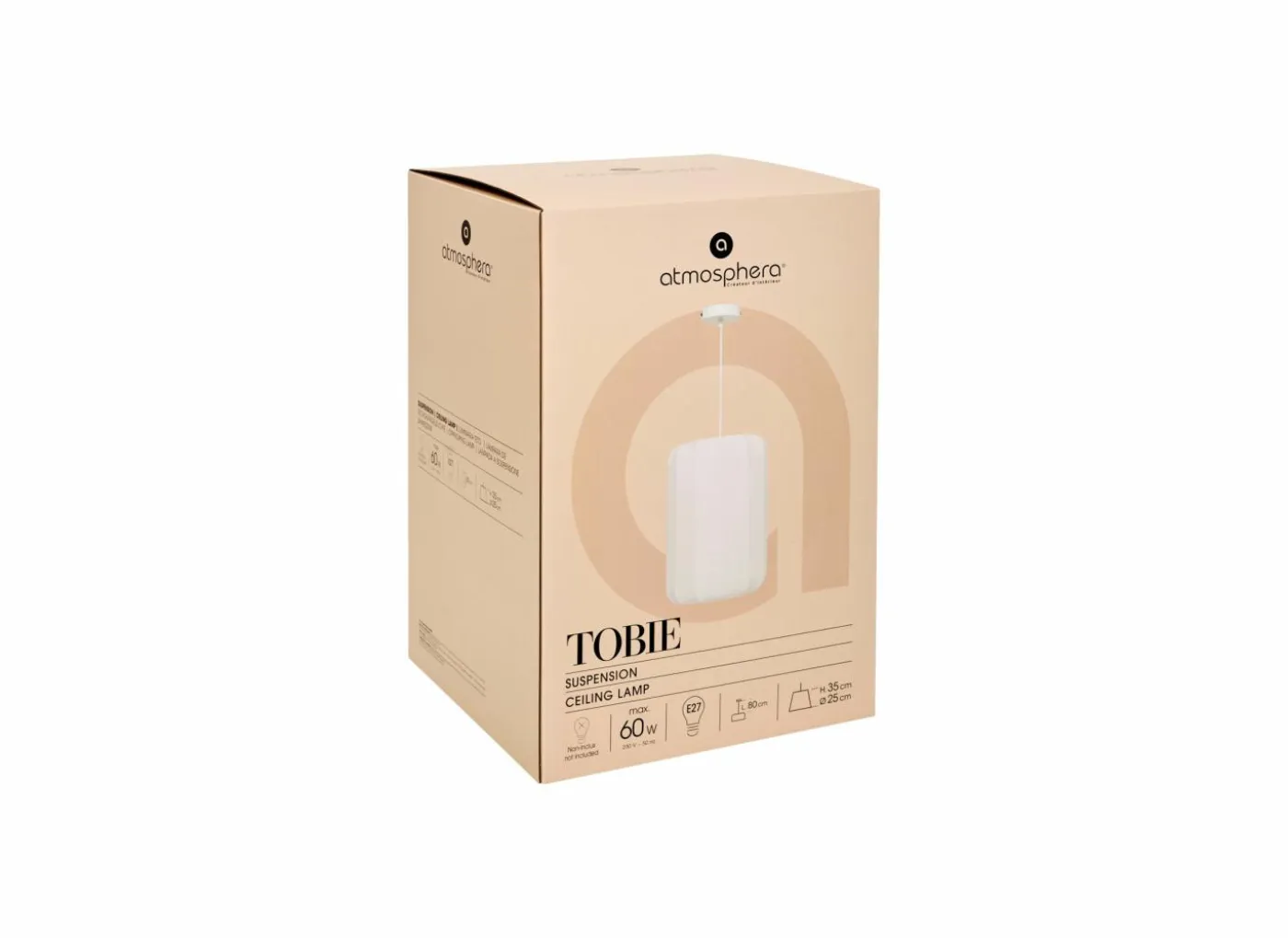 Hanglamp Tobie Ø25cm - katoen/staal - wit