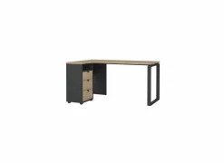 Hoekbureau Sign 150x100x76cm - decor - jackson hickory & mat grijs