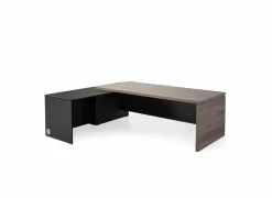 Hoekbureau 180x220cm - melamine - zwart & nebraska