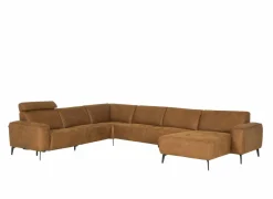 Hoeksalon 2290 371x281cm - stof - cognac met relax