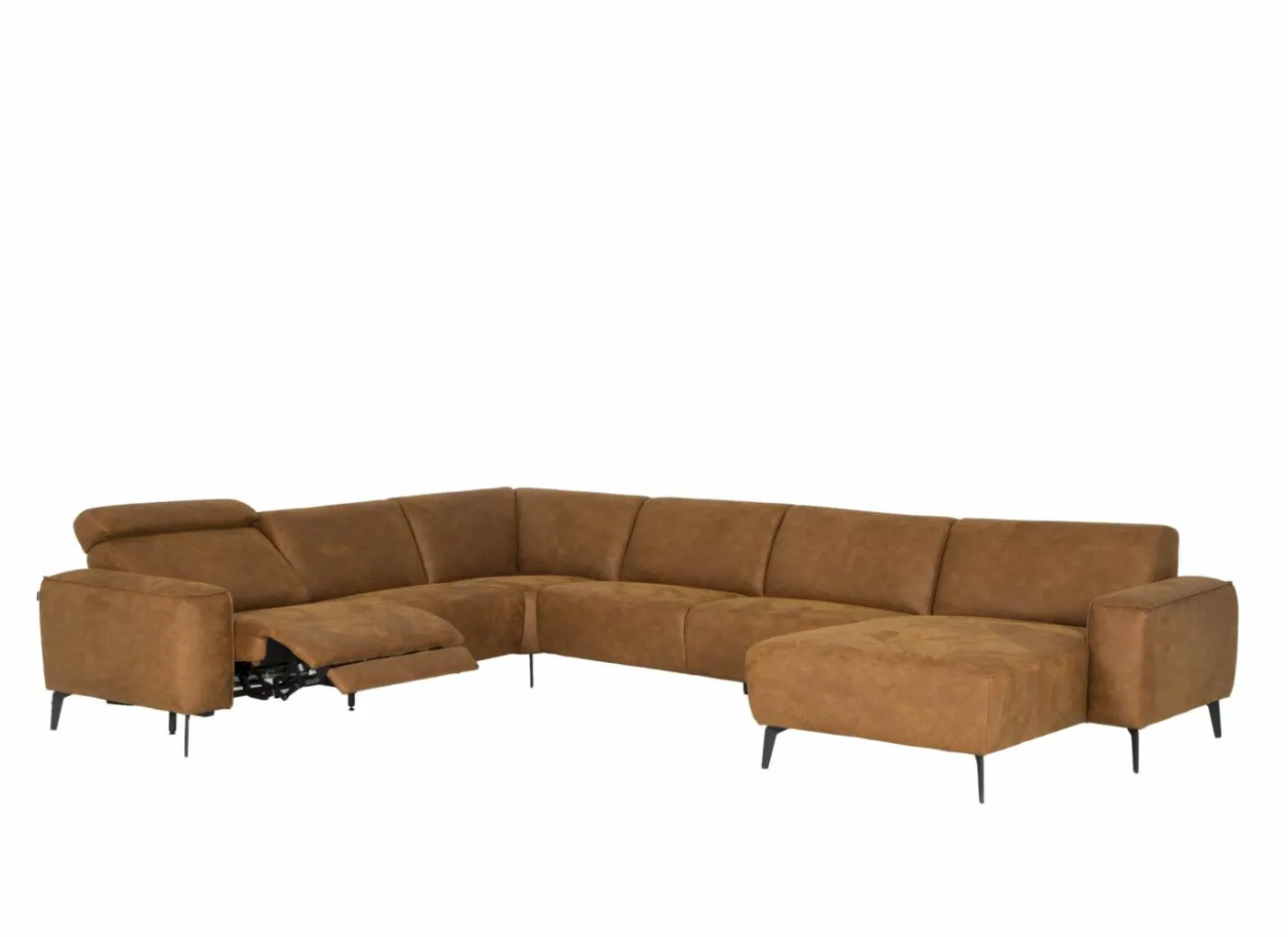 Hoeksalon 2290 371x281cm - stof - cognac met relax