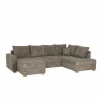 Hoeksalon Abby 311x170cm - stof - bruin met bedfunctie