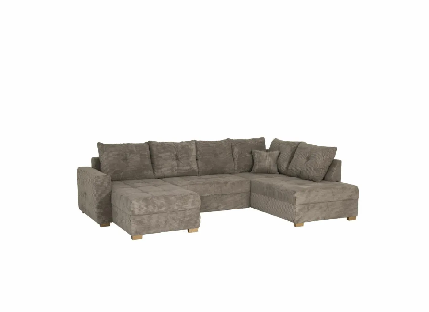 Hoeksalon Abby 311x170cm - stof - bruin met bedfunctie