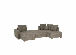 Hoeksalon Abby 311x170cm - stof - bruin met bedfunctie