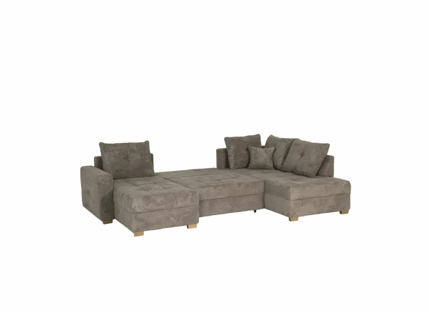 Hoeksalon Abby 311x170cm - stof - bruin met bedfunctie