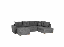 Hoeksalon Abby 311x170cm - stof - grijs met bedfunctie