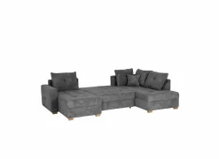 Hoeksalon Abby 311x170cm - stof - grijs met bedfunctie