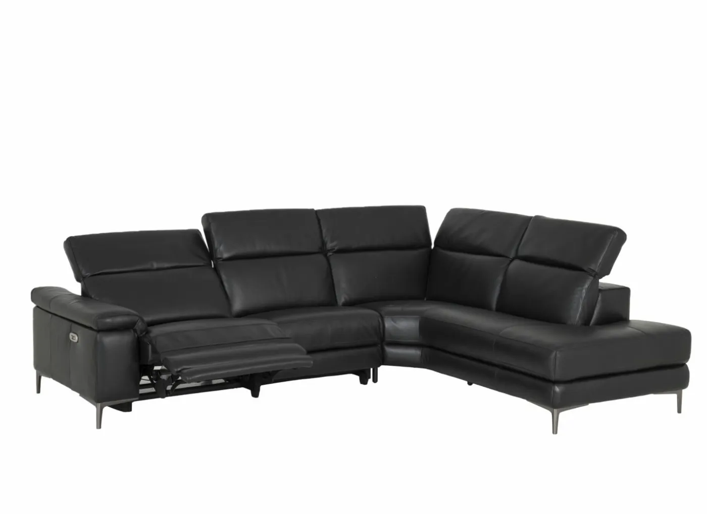 Hoeksalon After 295x232cm - leder - zwart met relax