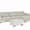 Hoeksalon Alcamo 331x184cm - stof - grijs met poef