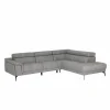 Hoeksalon Amira 290x228cm - stof - grijs