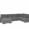 Hoeksalon Artus 371x260cm - stof - grijs met bedfunctie & opbergruimte