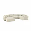 Hoeksalon Brixen 379x227cm - stof - beige met bedfunctie