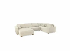 Hoeksalon Brixen 379x227cm - stof - beige met bedfunctie