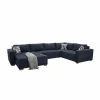 Hoeksalon Brixen 379x227cm - stof - blauw met bedfunctie