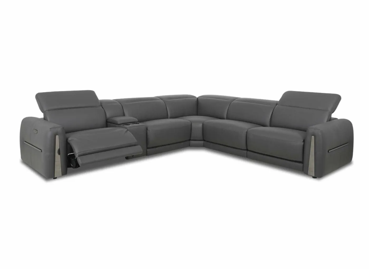 Hoeksalon Bush 322x290cm - leder - shalegrey
