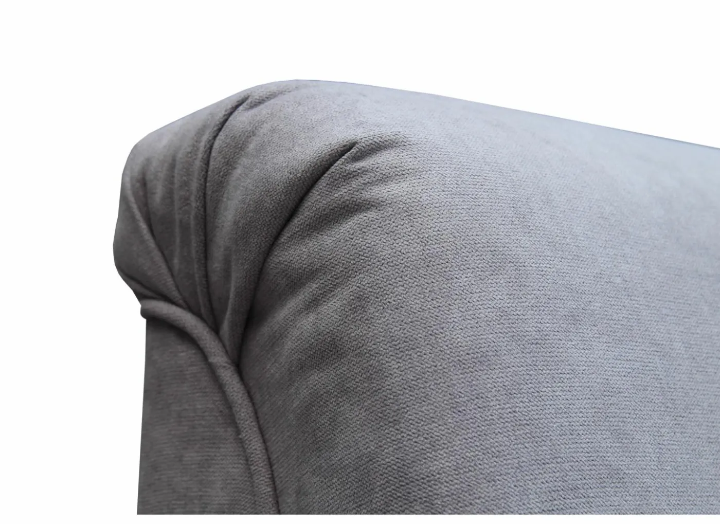 Hoeksalon Caro 272x197cm - stof - middengrijs met bedfunctie en opbergruimte