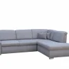 Hoeksalon Caro 272x197cm - stof - middengrijs met bedfunctie en opbergruimte
