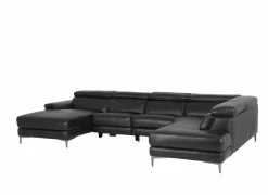 Hoeksalon Cell 370x232cm - leder - zwart