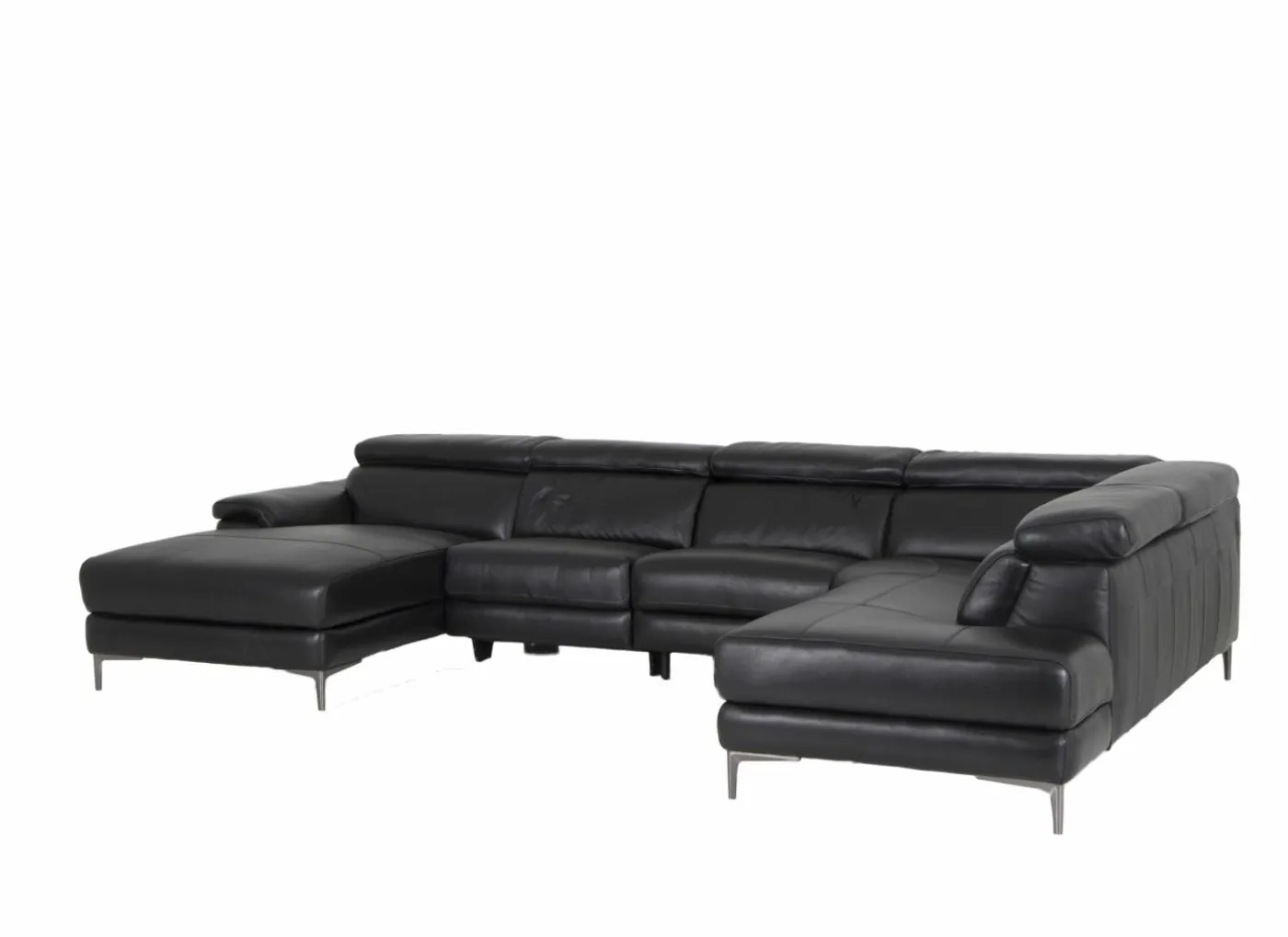 Hoeksalon Cell 370x232cm - leder - zwart