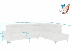 Hoeksalon Cosa 295x229cm - stof - grijs