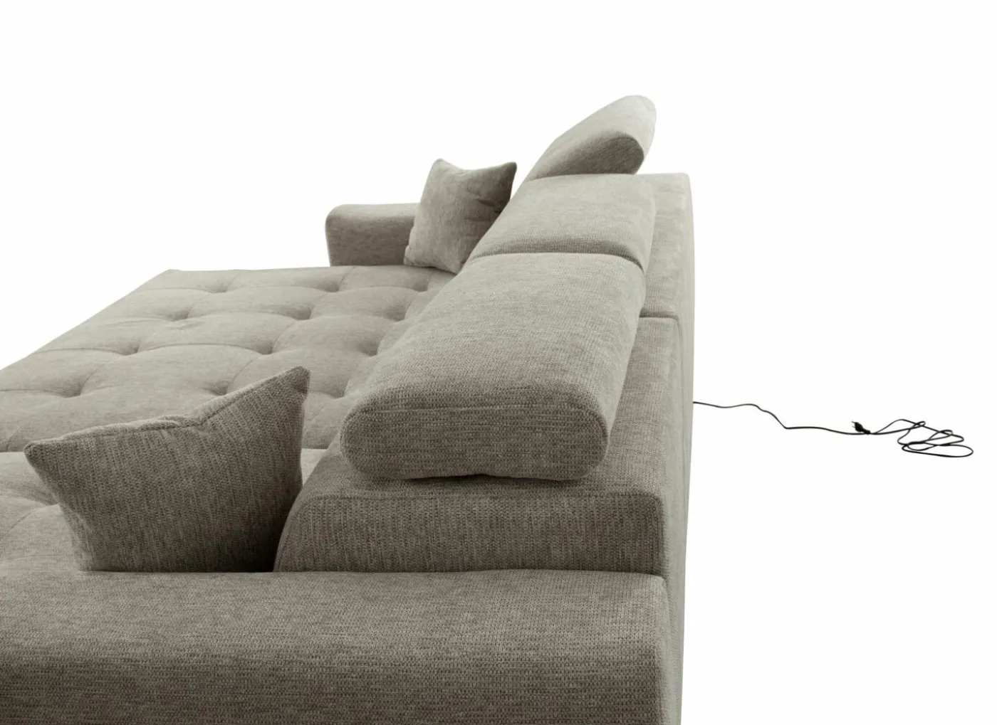 Hoeksalon Dragor 296x179cm - stof - grijs met bedfunctie