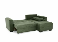 Hoeksalon Elmau 235x169cm - stof - groen met bedfunctie & opbergruimte