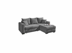 Hoeksalon Elmau 235x169cm - stof - grijs met bedfunctie & opbergruimte