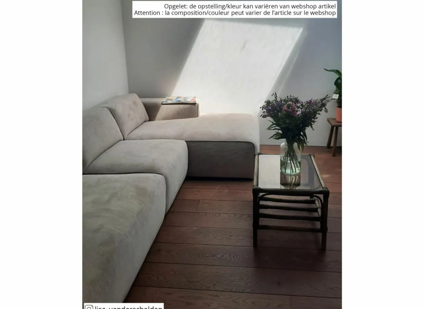 Hoeksalon Enjoy 229x161 - stof - beige