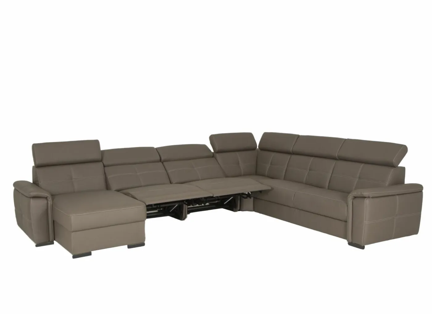 Hoeksalon Erba 376x291cm - stof - donkergrijs met relax