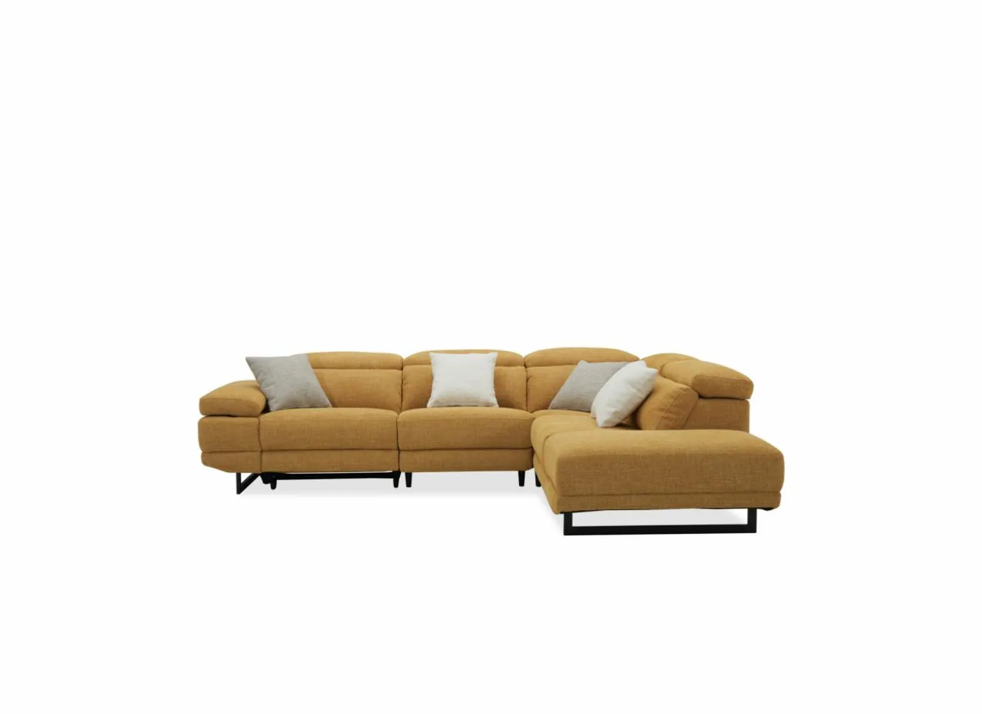 Hoeksalon Exeter 299x240cm - stof - chacha geel met relax