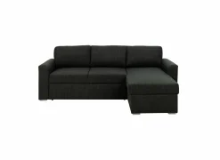 Hoeksalon Flemingsburg 226x165cm - stof - donkergrijs met bedfunctie en opbergruimte