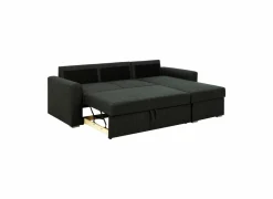 Hoeksalon Flemingsburg 226x165cm - stof - donkergrijs met bedfunctie en opbergruimte