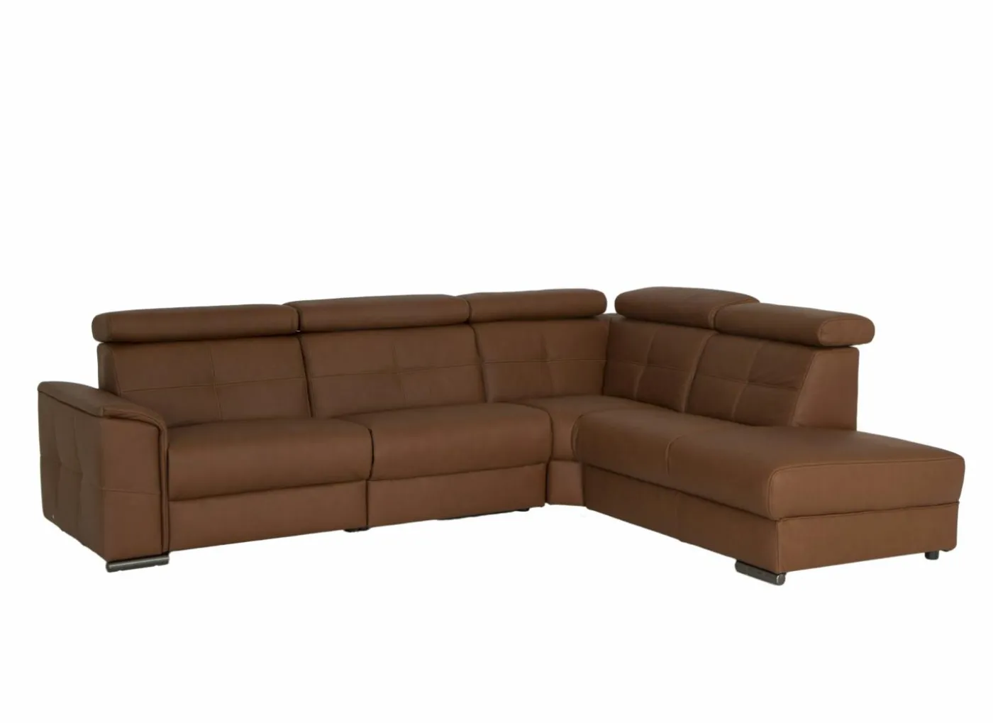 Hoeksalon Lana 289x227cm - leder - bruin met relax